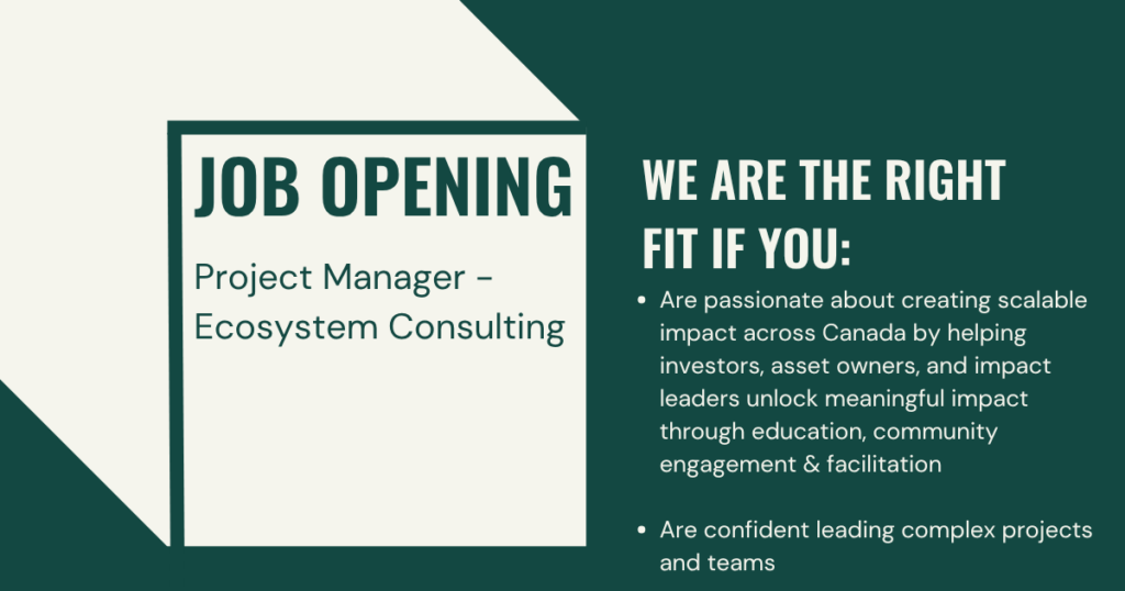 Job Opening - Project Manage Ecosystem Consulting
